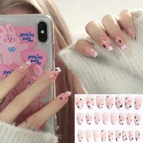 Fake Nails Art Nail Tips Press on False with Designs Set Full Cover Artificial Short Packaging Kiss Display Clear Tipsy Stick