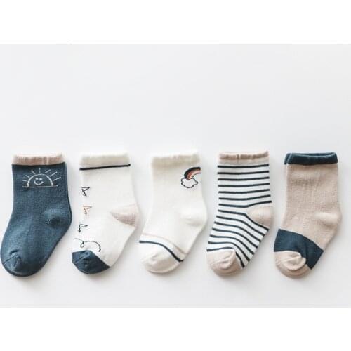 New 5Pairs/lot Infant Baby Socks Winter Autumn Baby Socks for Girls Cotton Newborn Baby Boy Socks Toddler Baby Boys Accessories