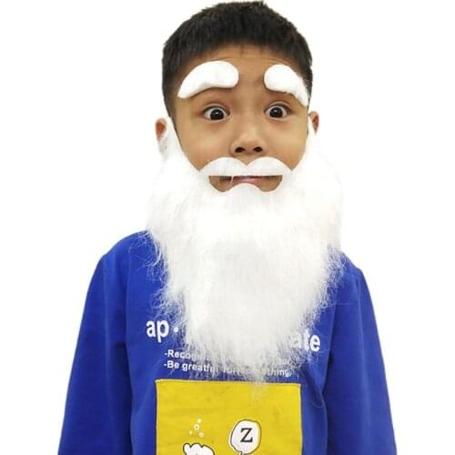 2021 New White Funny Mustache Fake Beard Eyebrows Children Creative Party Cosplay Costume Kids Pirate Halloween Decoration