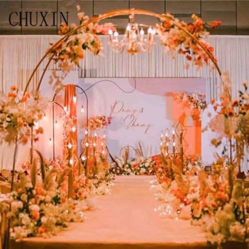 New Wedding Props Wrought Iron Arch Flower Shelf T Stage Aisle Ornaments Mori Wedding Round Double Row Tube Stand Decor Props