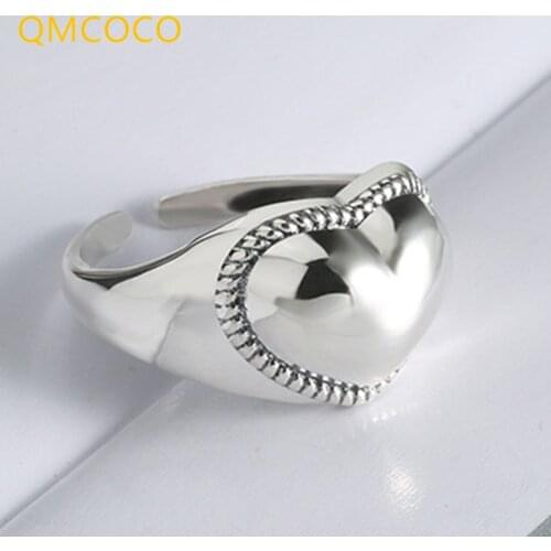 INS Style 925 Silver Ring For Women Trendy Vintage Handmade LOVE Heart Thai Silver Birthday Party Jewelry Gifts