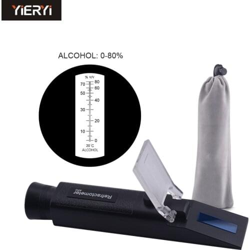 New Handheld 0-80% Alcohol Refractometer Liquor Concentration Distilled Liquor Tester Meter Densimeter Alcohol With ATC