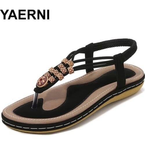 YAERNI2021 Summer Ladies Flip-Flops Sandals Buckle Strap Flat Womens Platform Gladiator Open Toe Roman Street Shoes Female