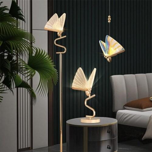 Nordic post-modern desk lamp bedroom bedside small chandelier creative personality living room desk butterfly floor lamp