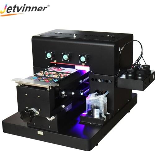 Jetvinner A4 size UV Printer LED Flatbed Printers with one extra print head for Phone Case, Golf, Acrylic, leather, TPU, metal