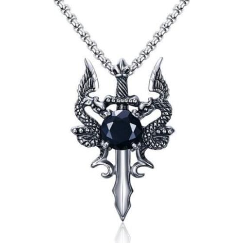 Vintage Animal Dragon Rhinestone Pendant Necklaces Metal Crystal Cross Necklace for Men Women Fashion Jewelry Choker