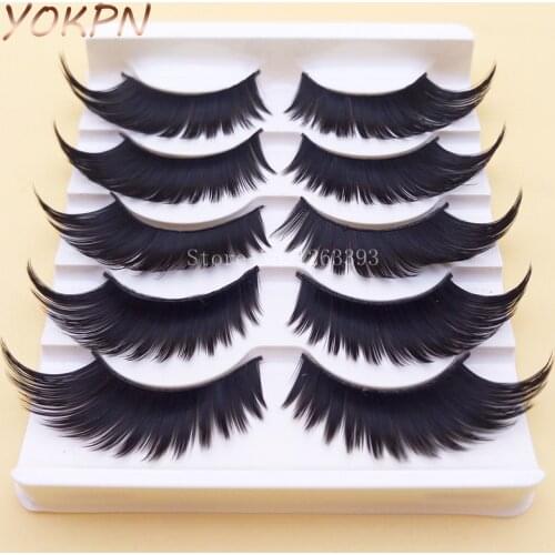 YOKPN Winged Exaggerated False Eyelashes Soft Long Section Thick Cross Messy Lashes Performing Arts Stage Makeup Fake Eyelashes