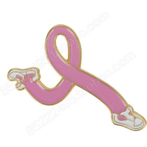 Breast Cancer Awareness Running Pink Ribbon Lapel Pins