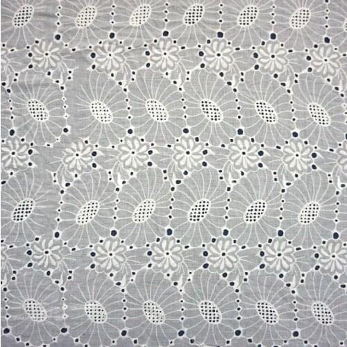 White Flower Hollow Out Lace Cloth Embroidered Womens Summer Cotton Cloth Hollow Lace Fabric