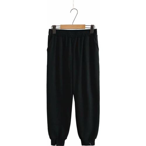 Plus size pants with elastic waist 2021 fashion pink black gray high waist pants harem summer woman Elasticity Women trousers