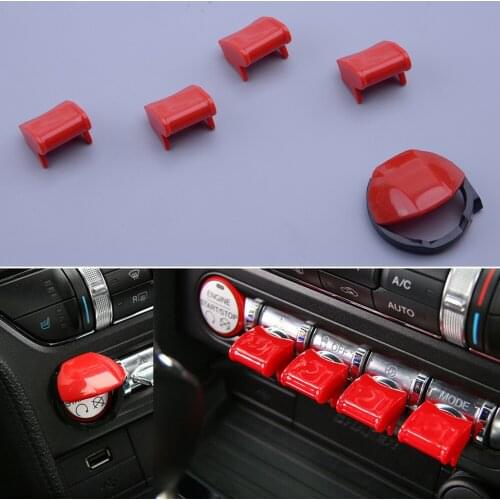 1Set Plastic Red Car Dashboard Engine Start/Stop Button Switch Cover Trim Fit For Ford Mustang 2015 2016 2017 2018 2019