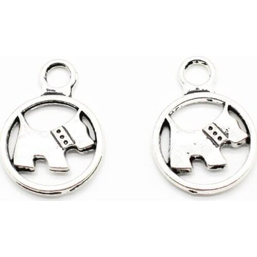 12pcs/lot dog Animal Alloy Dangle Charms Pendant Lobster Clasp Hanging Charm For Necklace Bangle Jewelry