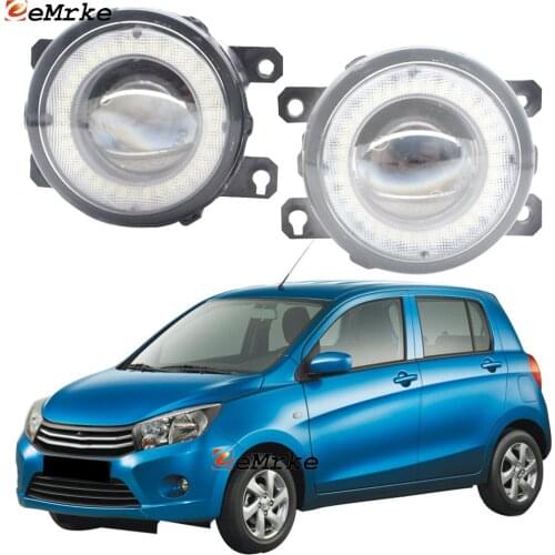 2 Pieces Car LED Lens Fog Lights Assembly Angel Eye DRL Daytime Runinng Light Lamp for Suzuki Celerio 2015 2016 2017 2018 2019