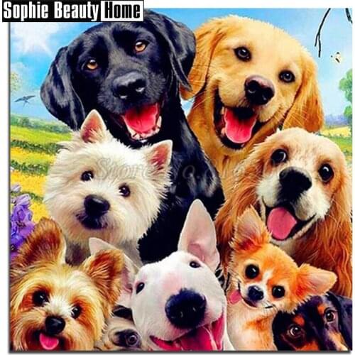 5D DIY Full Drill Diamond Painting Animal Smile Dogs Diamond Embroidery Cross Stitch Rhinestone Mosaic Wedding Decor Sale 189047
