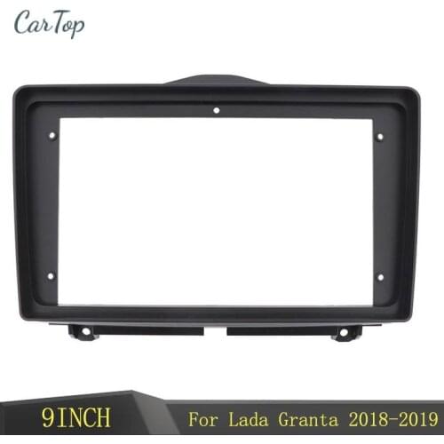 For 2018-2019 Lada Granta Fascia 2 Din Android 9 Inch Car DVD Frame Audio Fitting Adaptor Dash Trim Kits Facia Panel