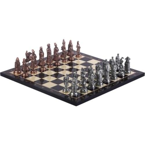 Big size Metal Ottoman Byzantine Chess set Antique And Walnut Board High Quality Elite Product