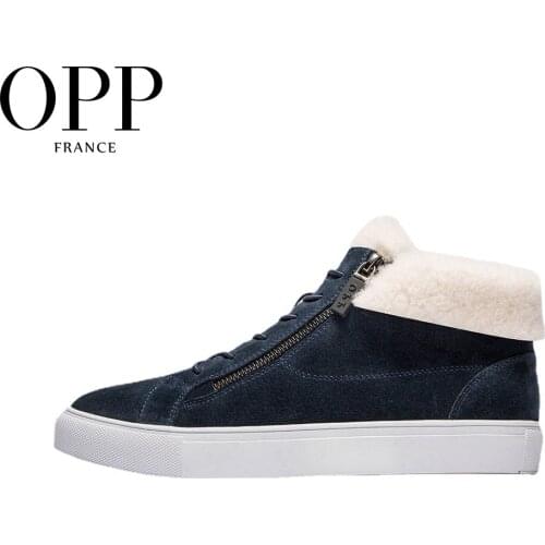 OPP Men Boots Anti-Skidding Leather Shoes Men OPP Popular Comfy Spring Autumn Men Shoes Short Plush Snow Boots Durable Outsole