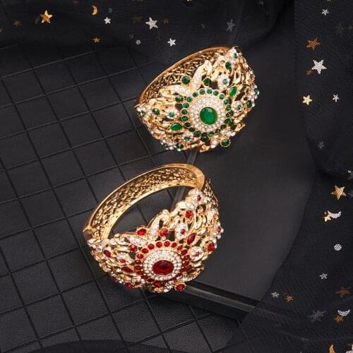 Newly Designed Moroccan Style Bracelet Jewelry Wedding Metal Rhinestone Bracelet Bangle