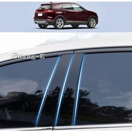 For Lincoln MKC 2015-2020 Car PC Material Pillar Post Cover Door Trim Window Piano Black Molding Sticker Plate 8pcs