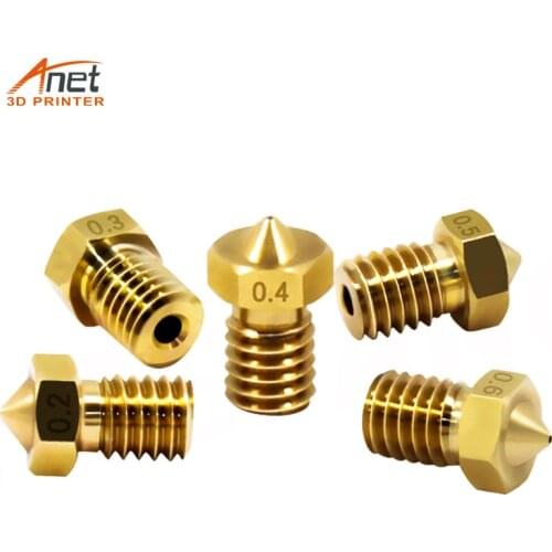 E3D V5 V6 Brass Nozzles M6 threaded Removable Stainless Steel 3D Printer Nozzle 0.2/0.3/0.4/0.5/0.6/0.8/1mm for 1.75mm filamnet