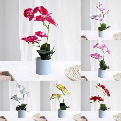 Artificial Butterfly Orchid Bonsai Vivid Wear-resistant No Withering Orchid Simulation Bonsai Potted Flower for Garden