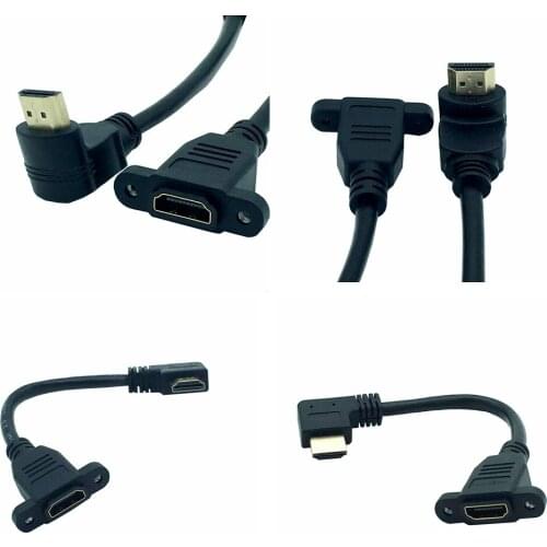 HD-2.0 Right Angle Cable Right Left Up Down HD Male To Female Panel Mount W/ Screw 4K*2k 60Hz HDMI-compatible Extension Cable