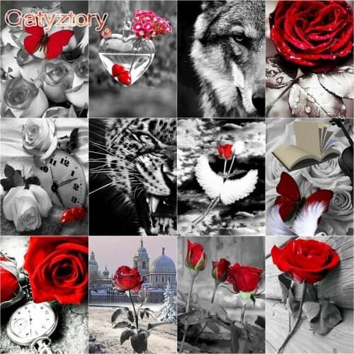 GATYZTORY DIY Pictures By Number Flower Kits Drawing On Canvas Painting By Numbers Hand Painted Picture Art Gift Home Decor