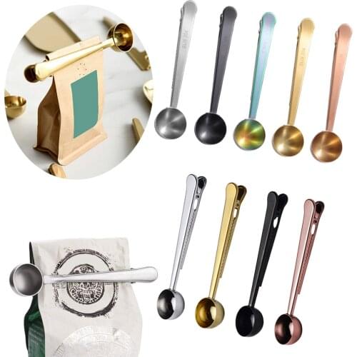 Coffee Scoop With Clip Stainless Steel Tea Coffee Multifunc 2 in 1 Measuring Cup Coffee Scoop Coffee Tool Drinking Accessories