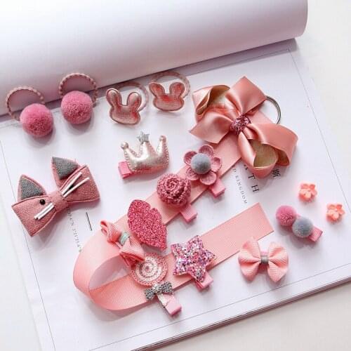 Korea Children Gift Set Hair Accessories Cloth Art Bow Knot Hairpin Flower Adorn Article 18 Woolly Hair Bands And Clips