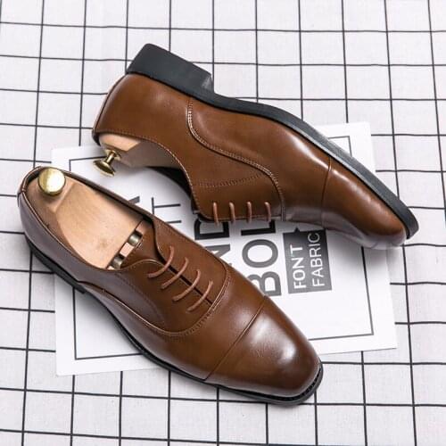 Leather shoes men designer genuine luxury man brand mens formal gents business casual large sizes 48 social famous brown retro