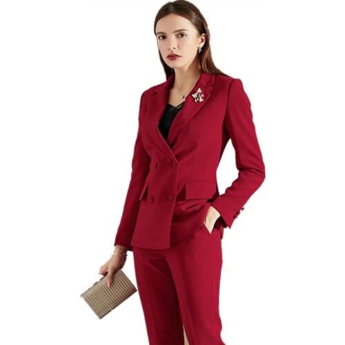 Red Women PantSuits White Women Suits Plus Size Custom Made Ladies Pantsuit Blazer+Pants for Work Pantsuit for Wedding Party