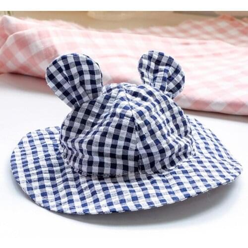 Summer Pet Dog Hat Fisherman Hat Beach Visor Plaid Printing Decorative Polyester Wide Brim Dog Sunscreen Cap for Pet