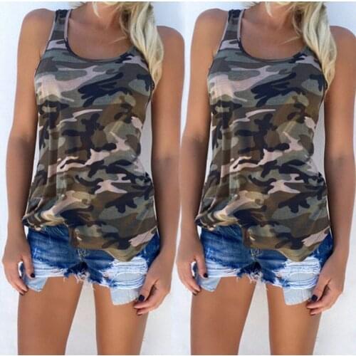 TANK TOPS Casual Sexy Womens Camis Loose Camouflage Pattern Tank Tops Summer Ladies Tees Comfortable Cotton Tanks S-5XL