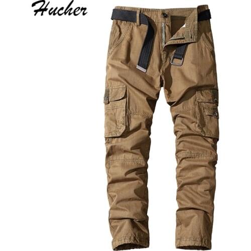 Huncher Mens Multi Pockets Cargo Pants Men 2021 Spring Jogging Tactical Pants Male Trousers Military Slim Fit Black Joggers Men