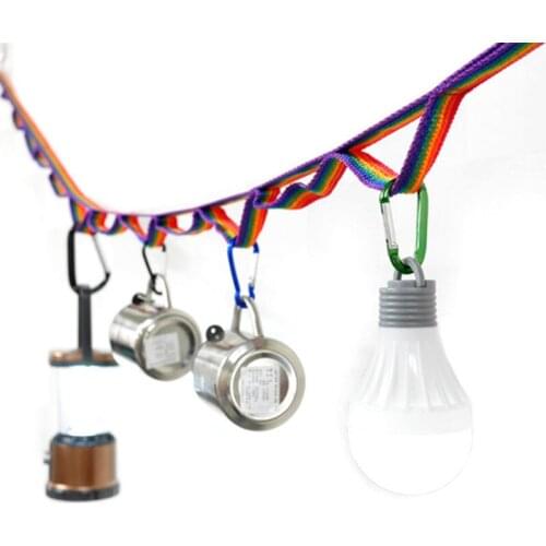Outdoor colorful tents lanyard+storage bag camping clothesline lamp hanging decorative rope With storage bag