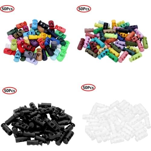 50Pcs Plastic Black Cord Lock Spring Clasp Stop Single Hole Drawstring Stopper Toggles For Luggage Garment Shoelace Rope Parts