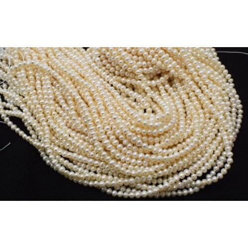 A freshwater pearl near round 3-4mm white FPPJ wholesale beads nature loose beads for DIY jewelry
