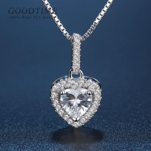 Luxury Women Rhinestone Pendant 925 Sterling Silver Necklace Love Heart Zircon Necklace Silver Jewelry Wedding Anniversary Gift