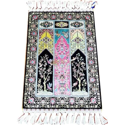 Seeykeep™ 2x3ft Decorative Compartment Design Renowned As Exquisite Tree of Life With Birds Motif Silk Handknotted Rug-FC3016019