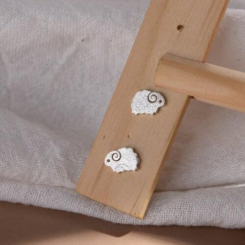 Sheep Shape Stud Earrings For Women Simple Hollow Brushed Cute Small Animal Ear Ring Exquisite Student Girl Daily Jewelry Trendy