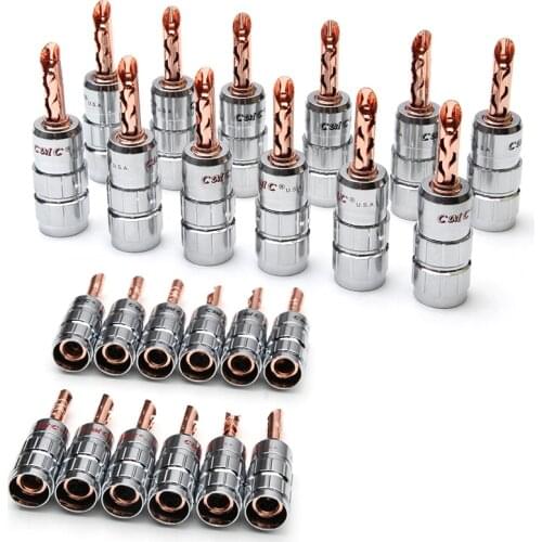 12Pcs/set Banana Plug Connector No Soldering CMC Copper Jack Male Plug Screw Wire Adapter for Speaker Audio Video Wire Connector