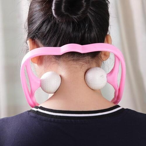 Therapeutic Dual Trigger Point Self-Massager Tool Pressure Relieve Home Office U-Shaped Hand Roller Manual Neck and Shoulder