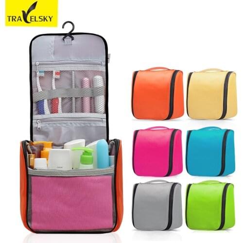 Travelsky Fashion Tote Washing Bags Nylon Toiletry Bag for Daily Toiletries and Makeup Tools Large Capacity Cosmetic Handbag Bag