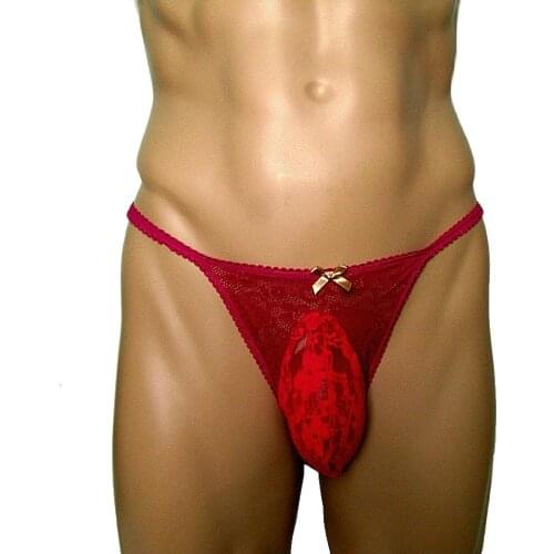 Candy Cherries Sissy Panties Mens Cheeky Underwear Jockstrap Tanga Penis Sheath Gay Lace Pouch Hombre Micro G String Homme