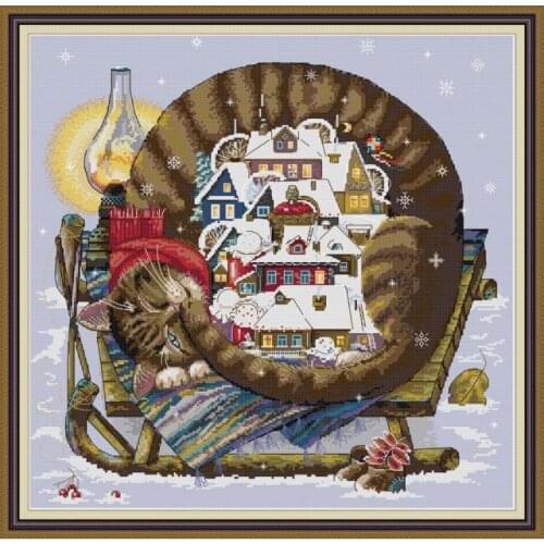 Comfortable winter world cross stitch kit aida 14ct 11ct count printed canvas stitches embroidery DIY handmade needlework
