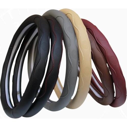 Universal Car PU Leather Steering Wheel Cover Anti-slip Skidproof Durable 38CM/15" Dynamic Fibre Handmade Steering Wheel Cover