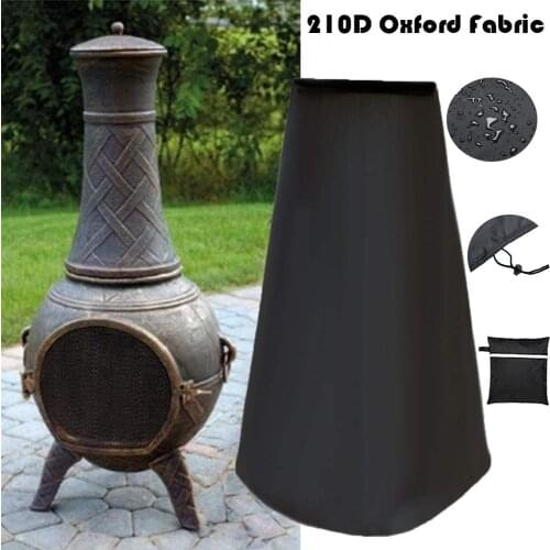 Outdoor Chiminea Cover Waterproof 210D Durable Oxford Garden Heater Cover UV Protective Chimney Fire Pit Large Heater Cover