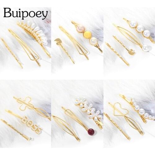 Buipoey White Pearl Hair Clip For Women Girl Dating Side Clip Korean Style Sweet Girl Headband Heart Water Accessory Girl Gift