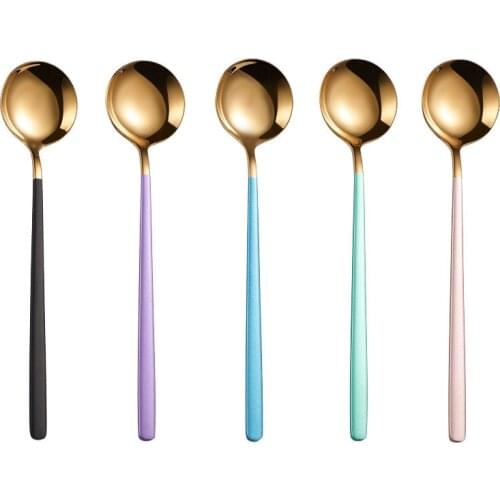 Gold Salad Spoons 304 Stainless Steel Spoon Set 2 PCS Cutlery Gold Set Unique Gold Dessert Spoon Ettuce Cutlery