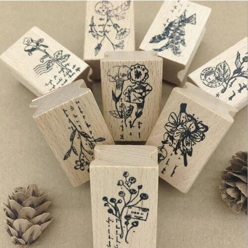 1pcs/lot Lovely Printing flower Stamp Scrapbook DIY Photo Album Wood rubber stamps for scrapbooking stationery